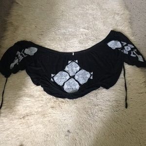 Free People Black Flowy Top